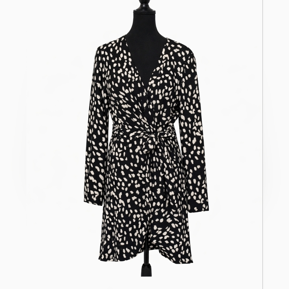 Windsor Black Duster with Cream Abstract Spot Print